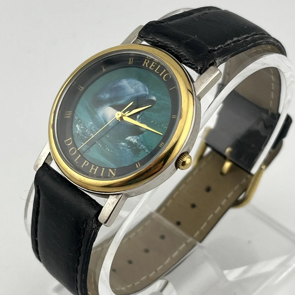 Vintage Relic Dolphin‎ Watch Wildlife Series 33mm Case ZR95002- New Battery